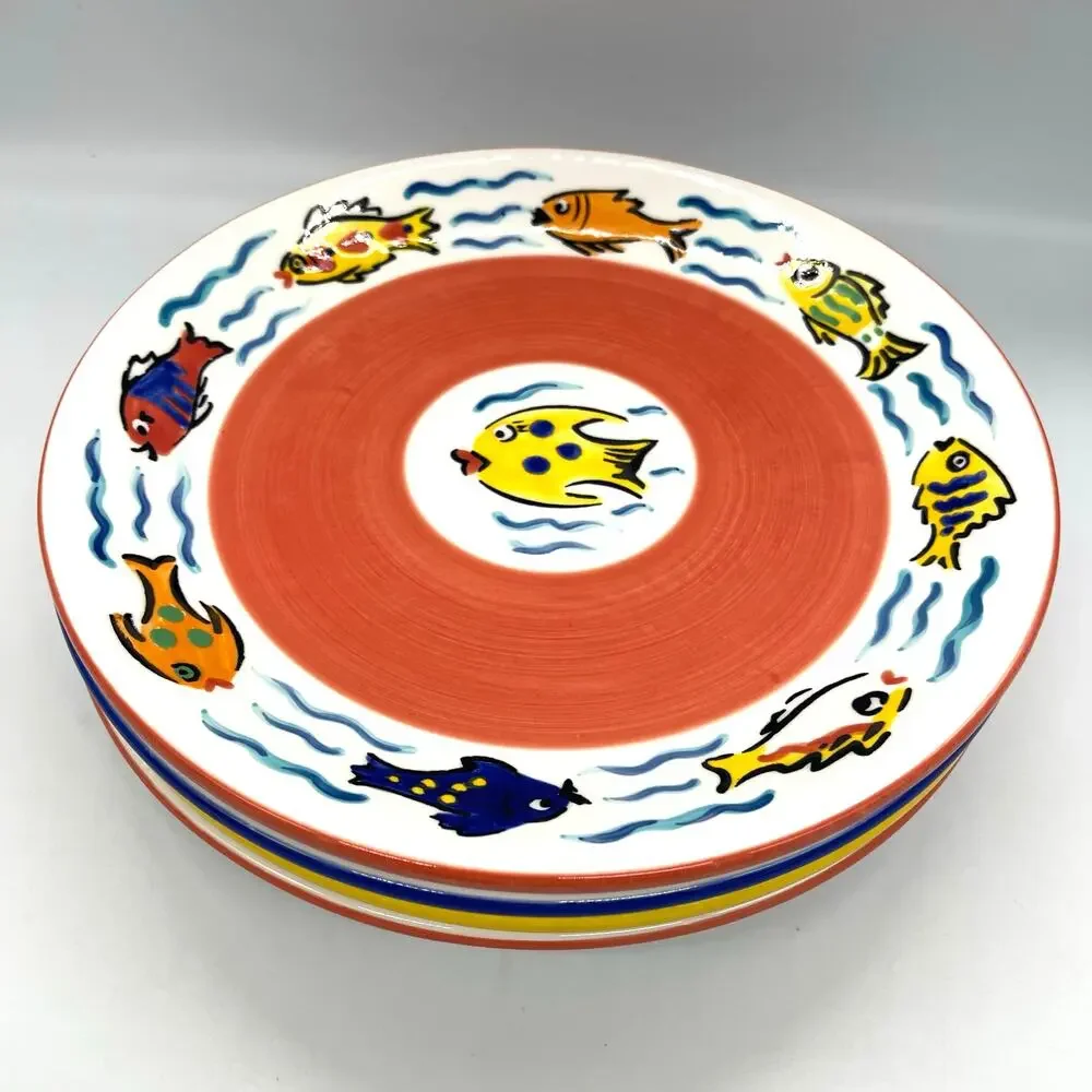 Les Tropiques Strata Set of 6 Dinner Plates 10 5/8